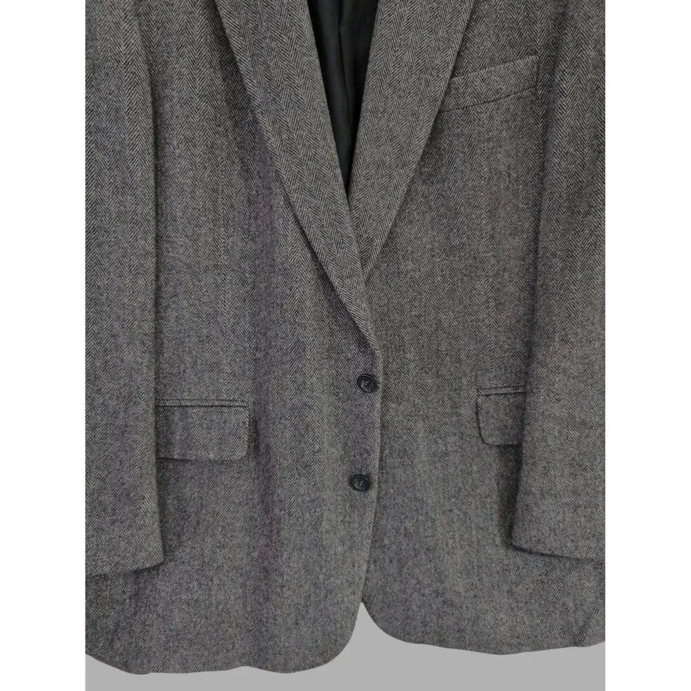 Robert Stock Sport‎ Coat Mens 46L Charcoal Gray Camel Hair Blend Herringbone